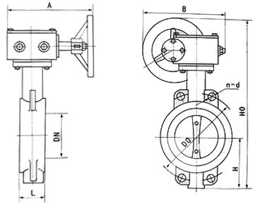 中线不锈钢对夹蝶阀结构图 中线不锈钢对夹蝶阀结构图